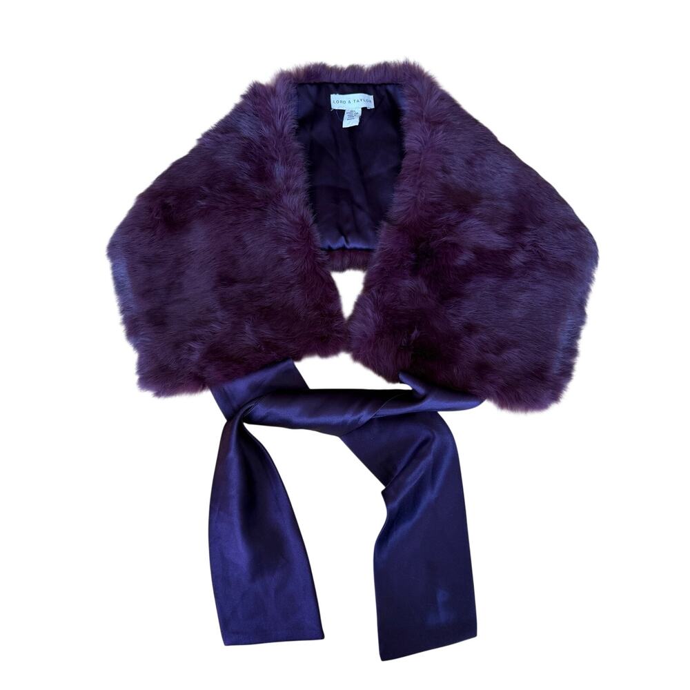 Lord + Taylor Purple Rabbit Fur Stole One Size